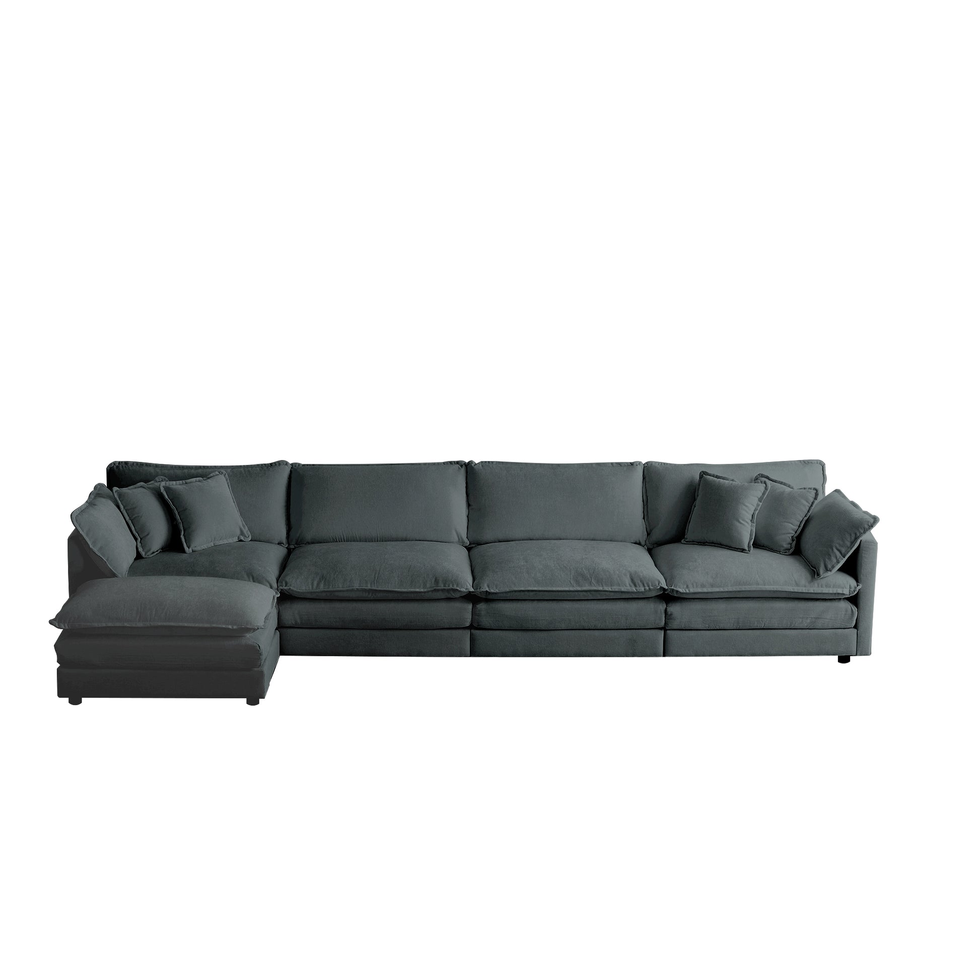 Modular Sectional Sofa For Living Room,U Shaped Couch 5 Seater Convertible Sectional Couch With 1 Ottoman ,Gray Chenille Gray Chenille 4 Seat