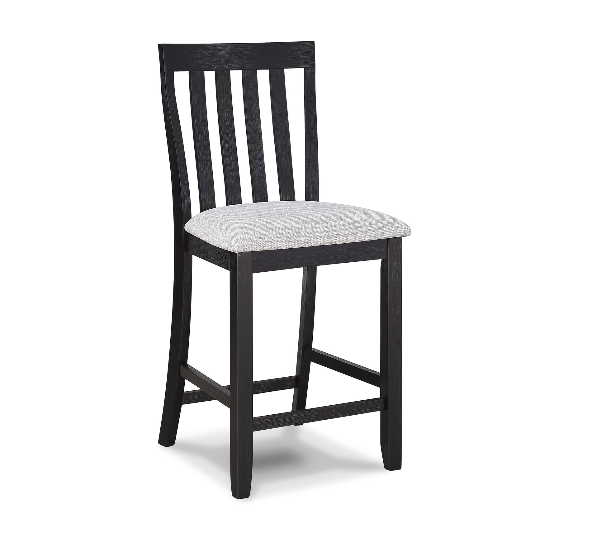 2Pc Black Light Gray Counter Height Chair Slat Back Wooden Dining Room Furniture Gray Dining Room Contemporary,Modern Bar Stools Slat Back Set Of 2 Wood