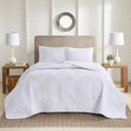 3 Piece Reversible Bedspread Set White Full Queen Queen White Polyester