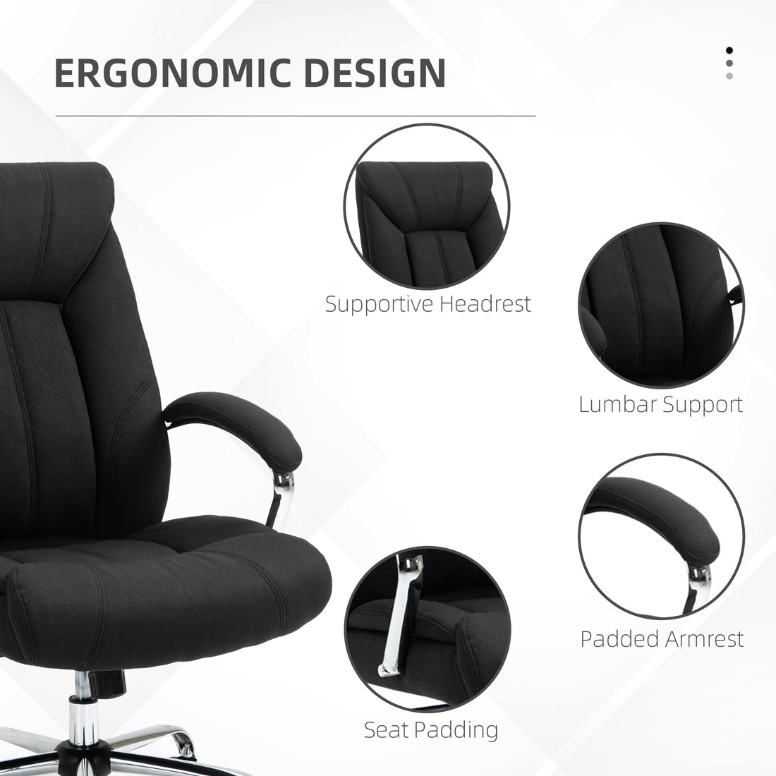 Vinsetto High Back Home Office Chair, Computer Desk Chair With Lumbar Back Support And Adjustable Height, Black Black Linen
