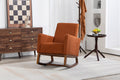Mid Century Modern Accent Chair With Wood Frame, Upholstered Living Room Chairs With Waist Cushion, Reading Armchair For Bedroom Sunroom Brown Linen