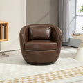 Upholstered Swivel Barrel Armchair With Storage Modern Living Room Side Chair For Bedroom Office Reading Spaces Pu Dark Brown Dark Brown Foam Upholstered
