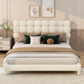 Full Size Upholstered Platform Bed With Soft Headboard,Beige Full Beige Upholstered