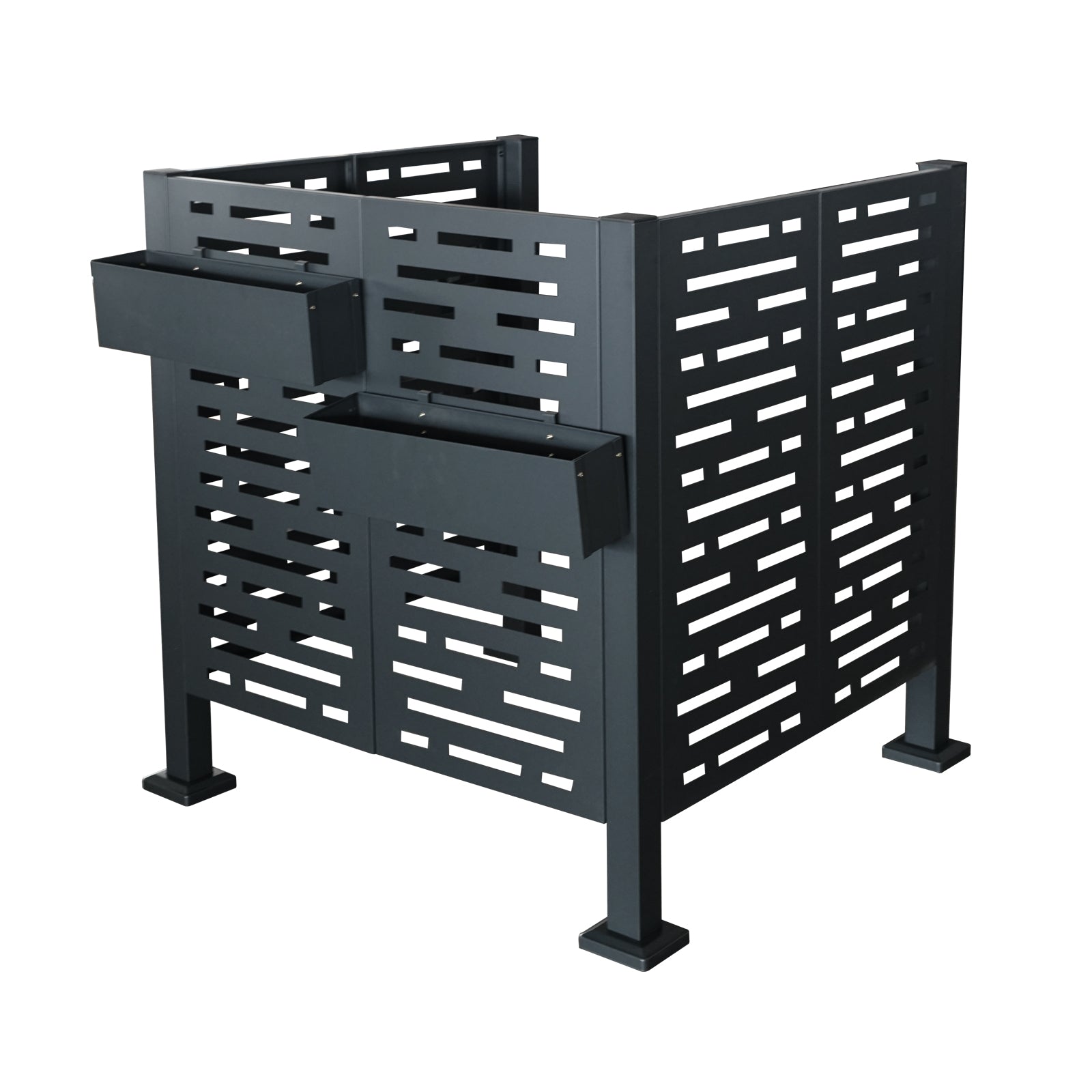 3.5 X3.5 Ft Air Conditioner Fence For Outdoor Units, Metal Privacy Fence Cover, Perfect To Conceal Air Conditioning Units W540133742 Charcoal Steel