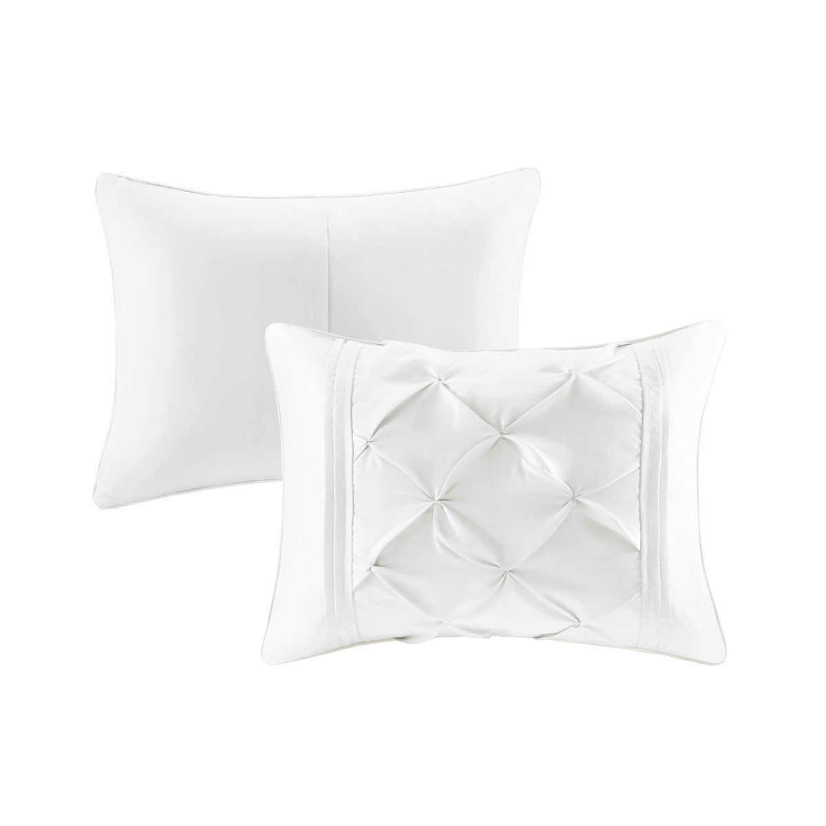7 Piece Tufted Comforter Set White Cal King California King White Polyester