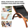 Outsunny Outdoor Chaise Wood Lounge Chair With Pillow, Armrests,Sling Mesh And Comfortable Curved Design For Patio, Deck, And Poolside Black Pine