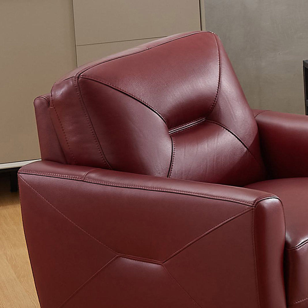 Mavis Leather Chair Red Memory Foam Genuine Leather