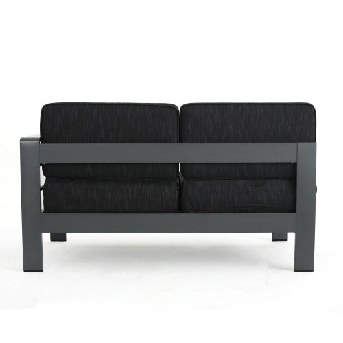 Cape Coral Outdoor Aluminum Sectional Sofa Set Dark Gray Aluminium