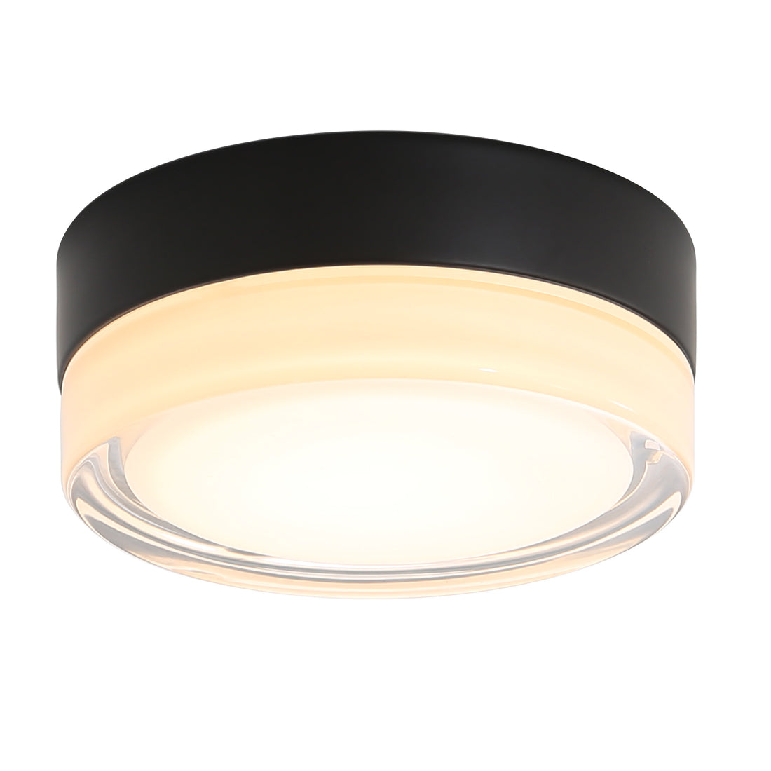 Small Size Flush Mount Ceiling Light 24W Glass Lampshade 2700K Ceiling Light Fixture For Bedroom Kids Room Black Glass,Metal