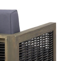 Set Of 2, Outdoor Acacia Wood Club Chair With Wicker Accents, Gray Mixed Gray Brown, 30.25