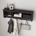 Espresso Entryway Wall Mounted Coat Rack With 4 Dual Hooks Living Room Wooden Storage Shelf Espresso Mdf