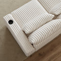 128 Inch Corduroy With Cup Holder Super Large L Shaped Sofa, Movable Footrest, Four Waist Pillows And Four Back Cushion, With Usb Port And T Pyce Port Beige Corduroy 3 Seat
