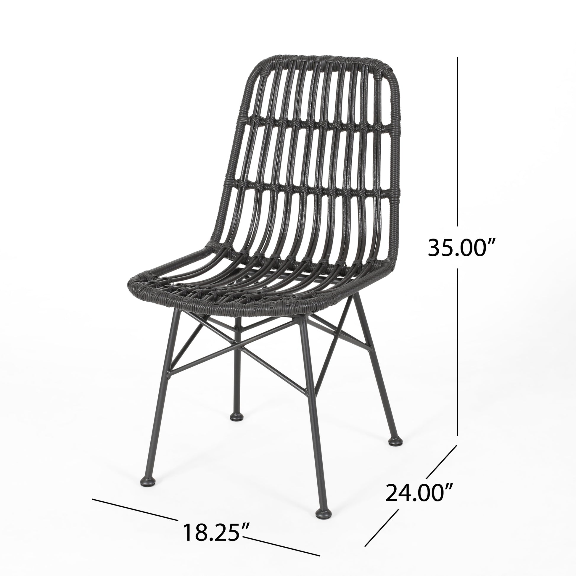 Sawtelle Chair Grey Rattan Metal