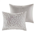 3 Piece Tufted Cotton Chenille Floral Duvet Cover Set King Grey Cotton