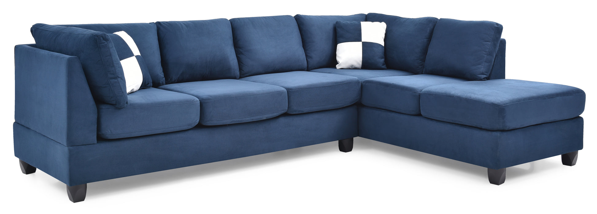 Malone G630B Sc Sectional Without Ottoman Navy Blue Navy Blue Foam Microfiber 3 Seat