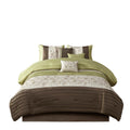 Embroidered 7 Piece Comforter Set Green Queen Queen Green Polyester