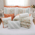 9 Piece Cotton Percale Comforter Set Coral King King Coral Polyester