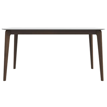 Lindsey Solid Wood White Top Dining Table Brown,White Seats 6 Brown Walnut Rectangular Solid Wood
