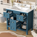 36'' Bathroom Vanity With Resin Sink Combo, Solid Wood Frame Bathroom Storage Cabinet, Freestanding Vanity Set With 5 Drawers& Soft Closing Doors Same As Sw000141Aam Blue Bathroom Solid Wood Mdf Resin