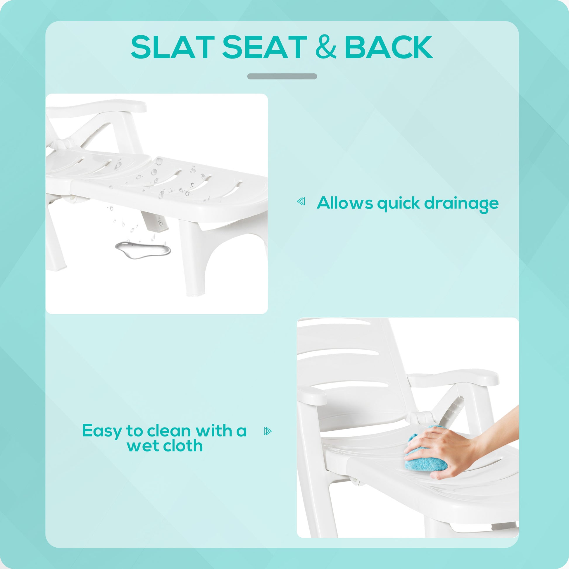 Outsunny Outdoor Chaise Lounge, 5 Level Adjustable Backrest Lounge Chair With Wheels, Folding Tanning Chair For Pool, Beach, Patio, Garden, White White Polypropylene