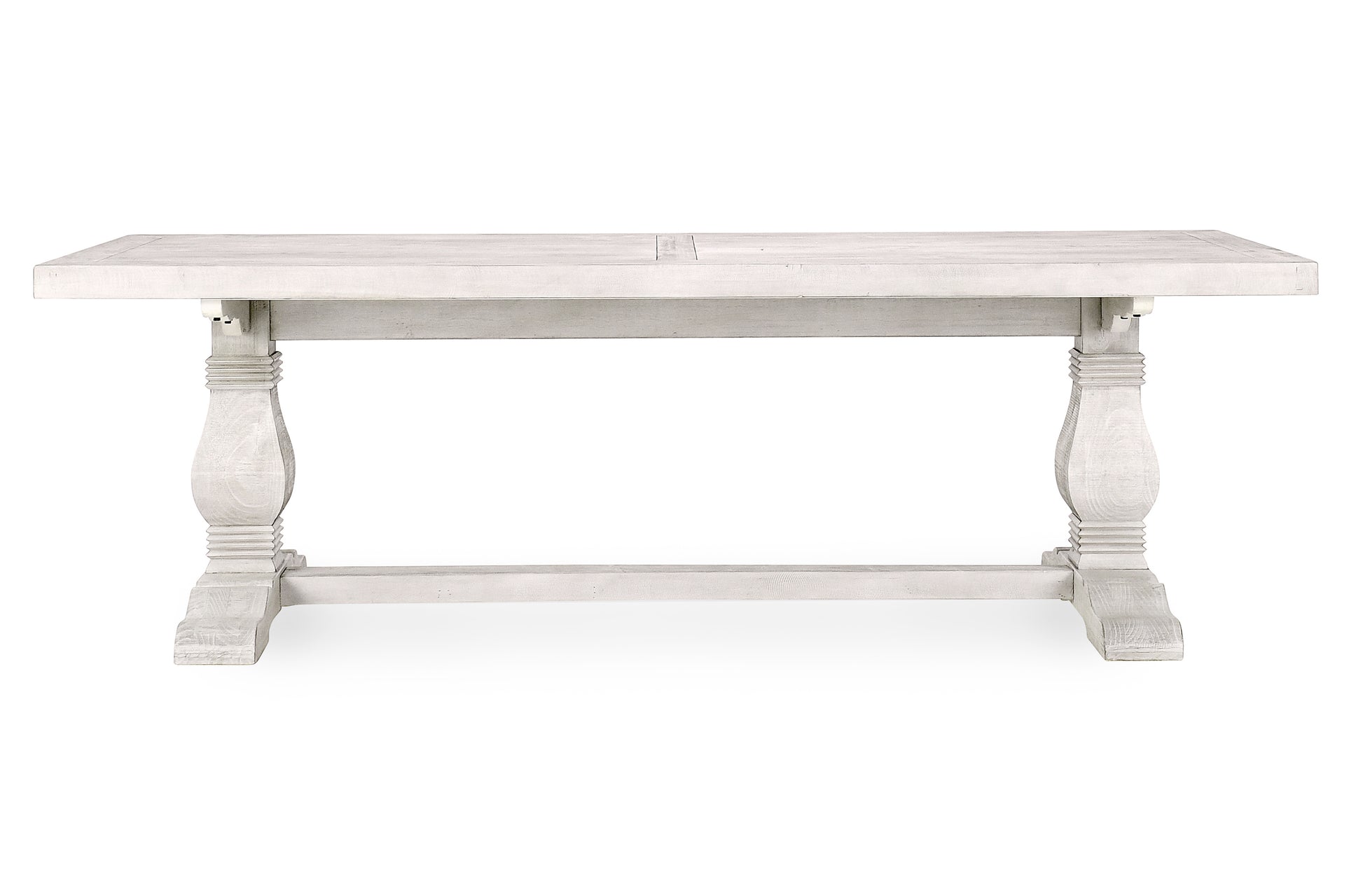 Caleb 94" Dining Table Distressed Ivory Antique White Pine