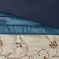 Embroidered 7 Piece Comforter Set Navy Queen Queen Navy Polyester