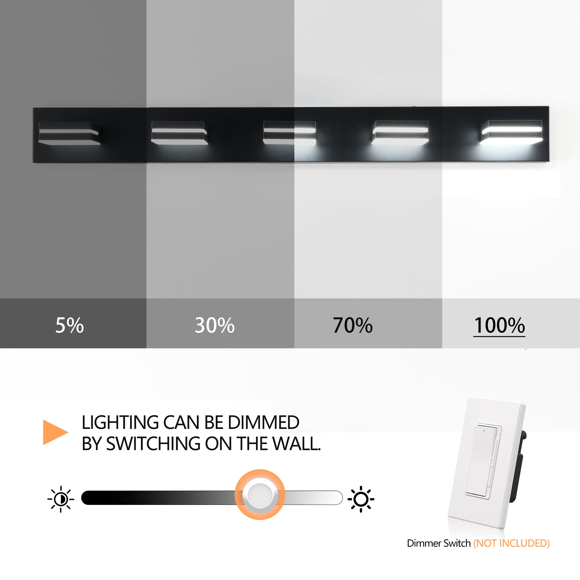 Modern Black Led Vanity Light, 5 Lights Wall Sconce For Bathroom And Mirror, Sleek Minimalist Design, Energy Efficient, Easy To Install Black Iron