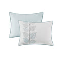 6 Piece Embroidered Quilt Set With Throw Pillows Blue King Cal King King White Blue Cotton