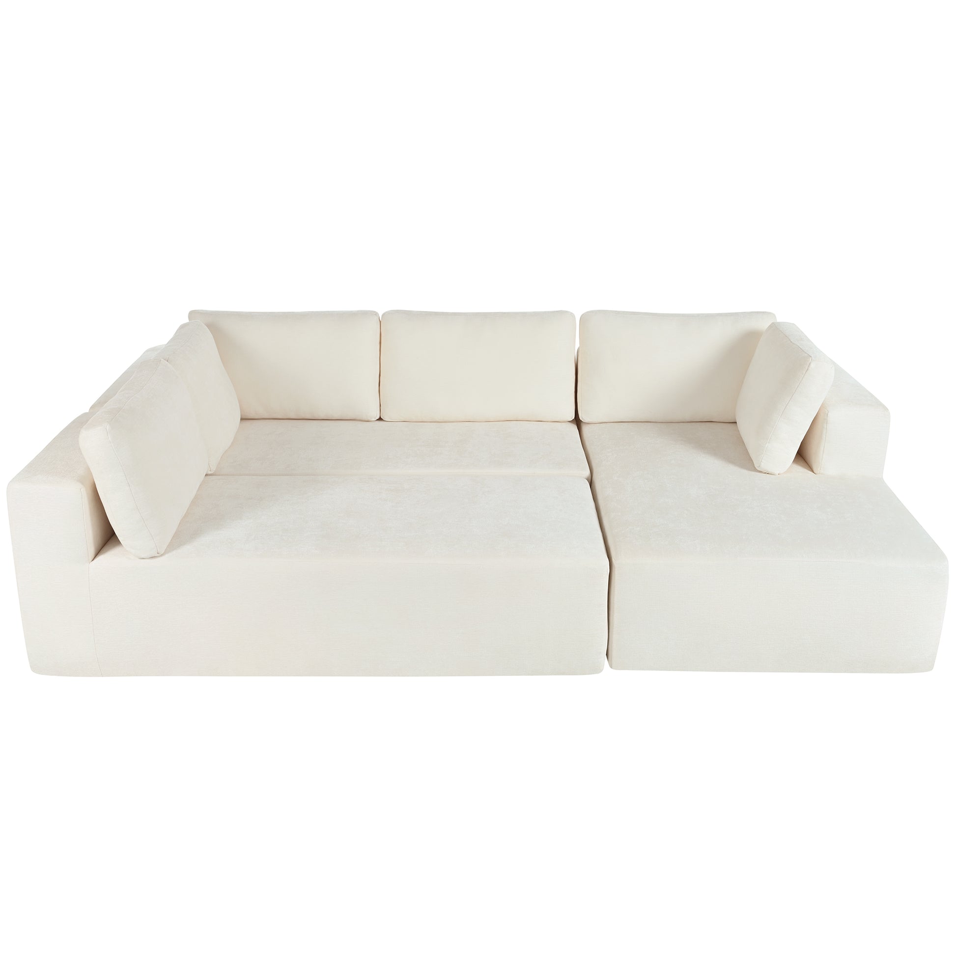 Modern Large Modular Sectional Sofa For Living Room, Bedroom, Salon, 3 Piece Free Combination Beige Polyester 3 Seat