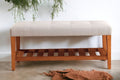 Charla Light Gray Fabric & Oak Finish Bench Gray Fabric,Synthetic Wood