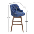 Coolmore Bar Stools Set Of 2 Counter Height Chairs With Footrest For Kitchen, Dining Room And 360 Degree Solid Wood Legs Swivel Bar Stools Set Of 2 Navy Linen Navy Foam Linen