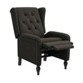 The Haven Recliner Charcoal Grey Espresso Velvet Manual Push Back Wood Soft Loose Back Poplar Flared Arms Polyester