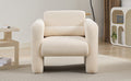 Modern Accent Chair Lambskin Sherpa Fabric Upholstered Comfy Reading Arm Chair Soft Padded Armchair With Back And Pillow For Living Room Bedroom Reception Waiting Room Office, Cream Cream Primary Living Space Upholstered