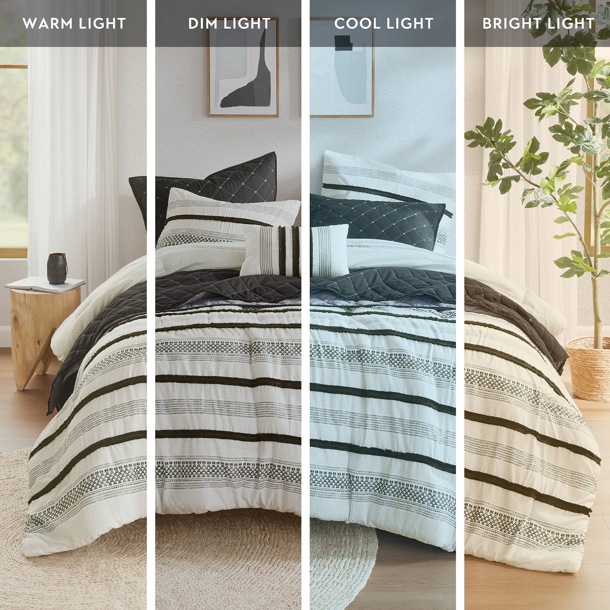 7 Piece Stripe Comforter And Quilt Set Full Queen Multicolor Polyester