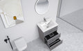 24 Inch Bathroom Vanity With Ceramic Sink Set, Modern Freestanding Bathroom Storage Cabinet With 2 Drawers, Floor Standing Bath Vanity Combo, Gray Grey Mdf