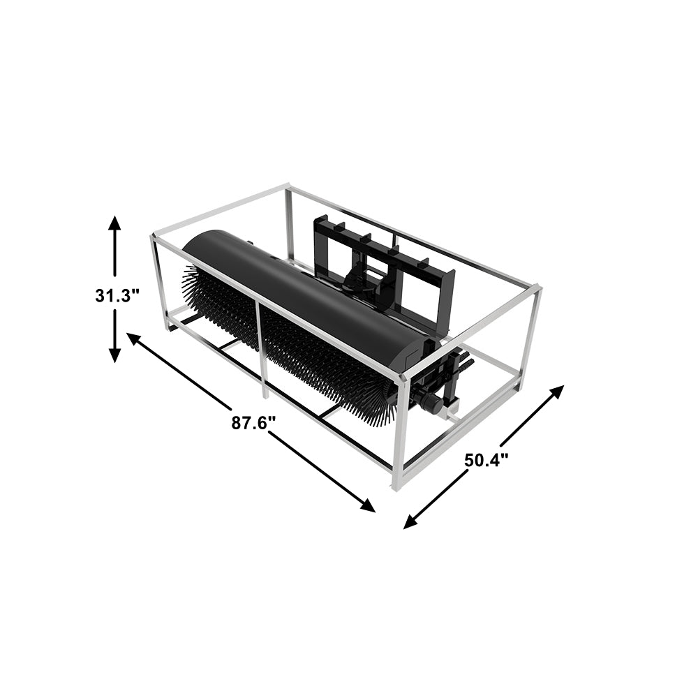 72" Skid Steer Hydraulic Rotary Angle Broom Sweeper Black Iron