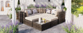 8 Piece Outdoor Wicker Sofa Set, Rattan Sofa Lounger, With Colorful Pillows, Conversation Sofa, For Patio, Garden, Deck, Brown Wicker, Beige Cushion Yes Brown Garden & Outdoor Complete Patio Sets Foam Wicker
