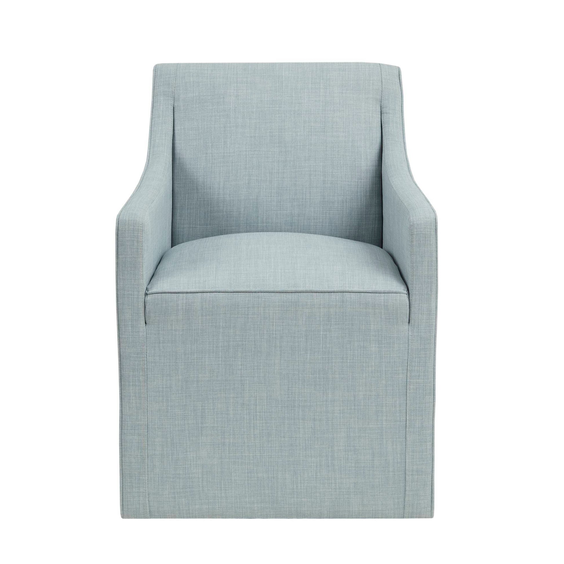 Skirted Dining Arm Chair With Casters Blue Wood