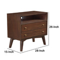 Ian 28 Inch 2 Drawer Nightstand, Open Cubby, Mahogany Wood, Walnut Brown Brown Wood