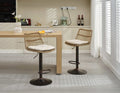 Set Of 2 Rattan Bar Stool, 360 Swivel Bar Chair, Counter Height Chair With Footrest For Kitchen, Dining Room Beige Wicker