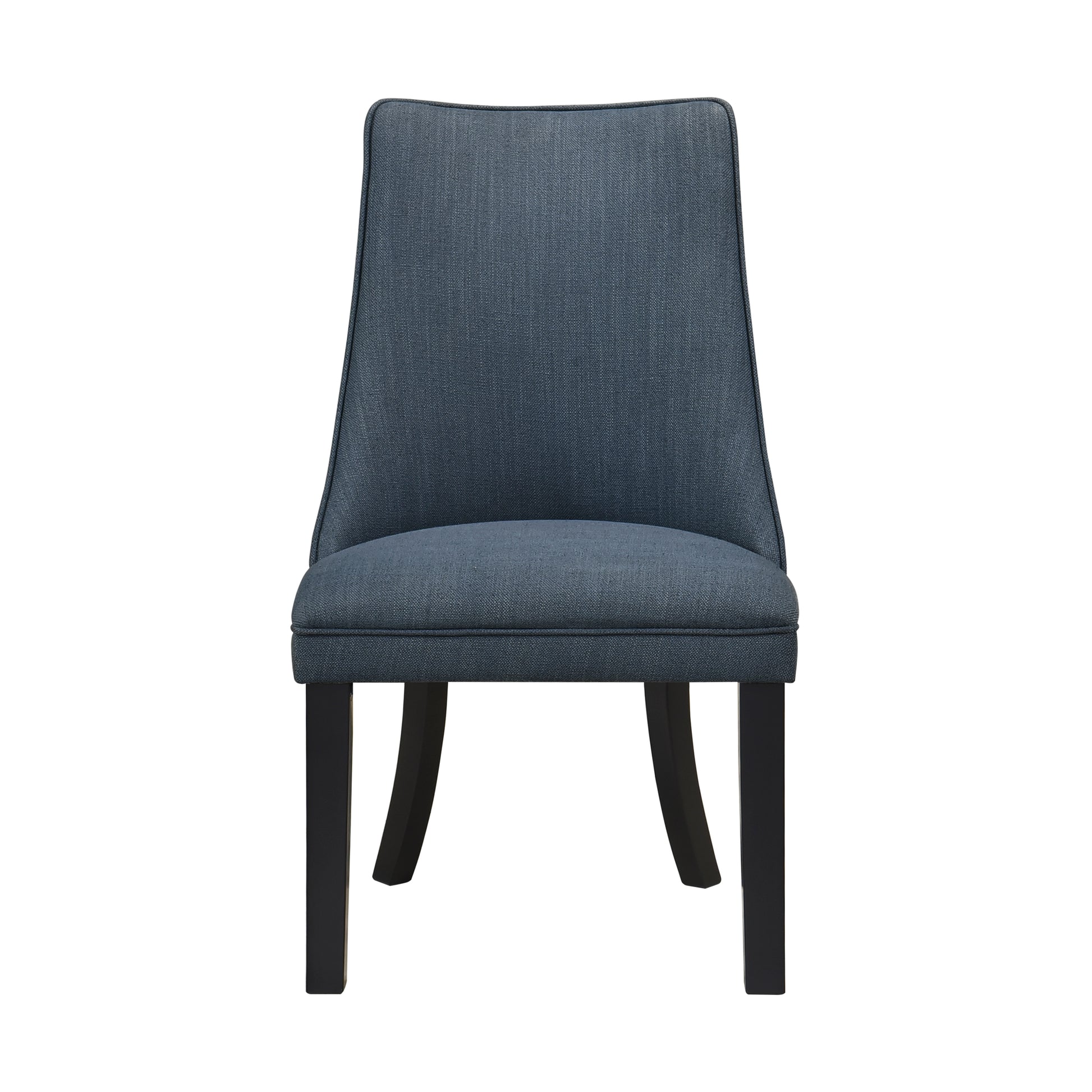 Blue Textured Fabric Upholstered Side Chairs Set Of 2, Dark Walnut Finish Wooden Legs Modern Dining Kitchen Furniture Blue Gray Dining Room Modern Side Chair Wood
