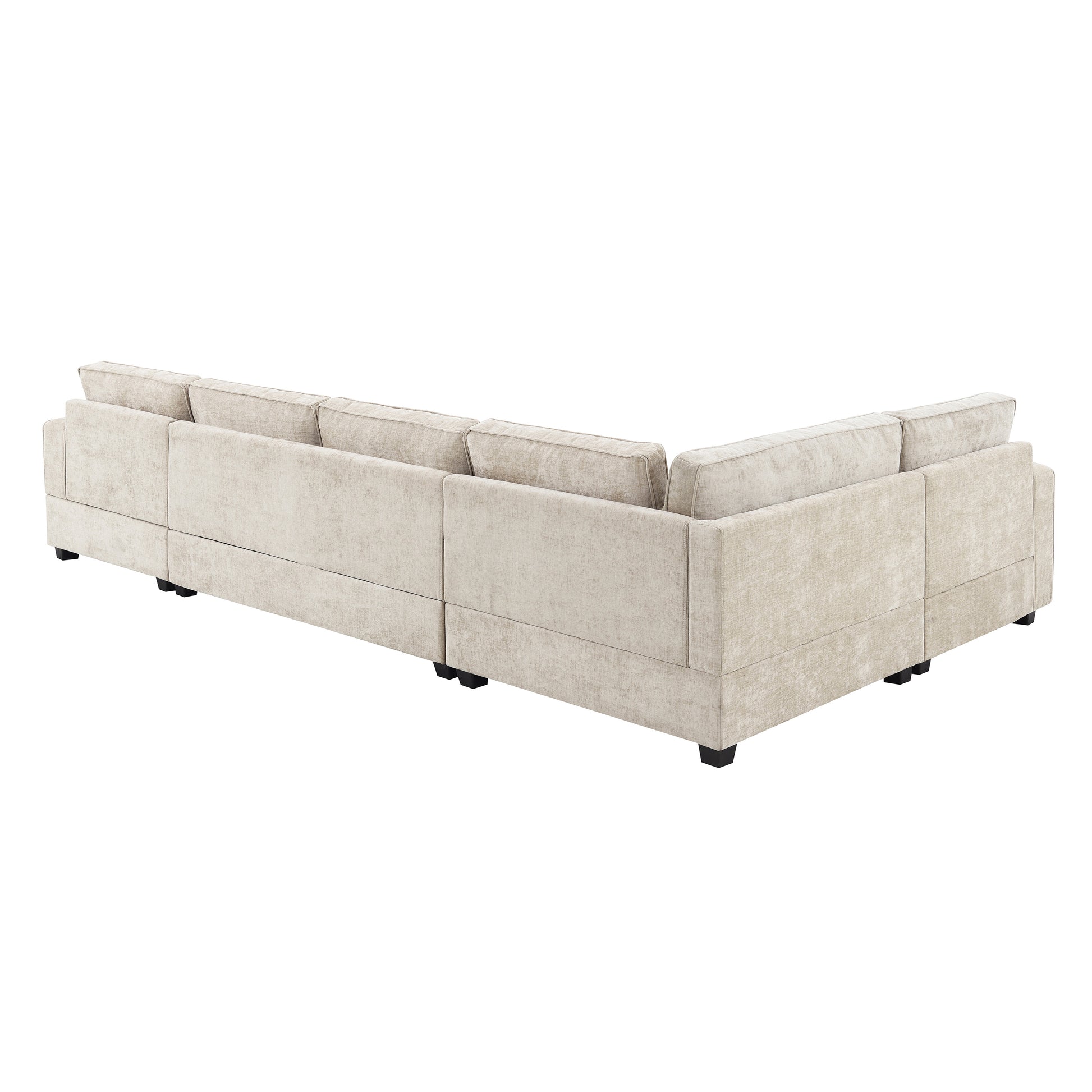 119*67" U Shaped Sectional Sofa,6 Seat Chenille Couch Set With Oversized Chaise Lounge,Irregular Corner,Deep Seat Comfy Sofa With Cup Holders For Living Room,Apartment,2 Colors Beige Chenille 6 Seat