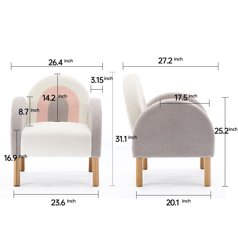 Accent Chair Sofa, Toddler Fabric With Solid Wooden Frame,Rainbow Design Multicolor Polyester Blend