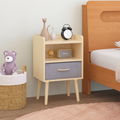 2Pc Nightstand With Collapsible Fabric Drawer, 2 Tier Storage End Table, Wood Side Table With Storage Cabinet For Bedroom, Living Room Oak Oak Engineered Wood