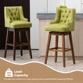 Coolmore Bar Stools Set Of 2 Counter Height Chairs With Footrest For Kitchen, Dining Room And 360 Degree Solid Wood Legs Swivel Bar Stools Set Of 2 Olive Linen Olive Foam Linen