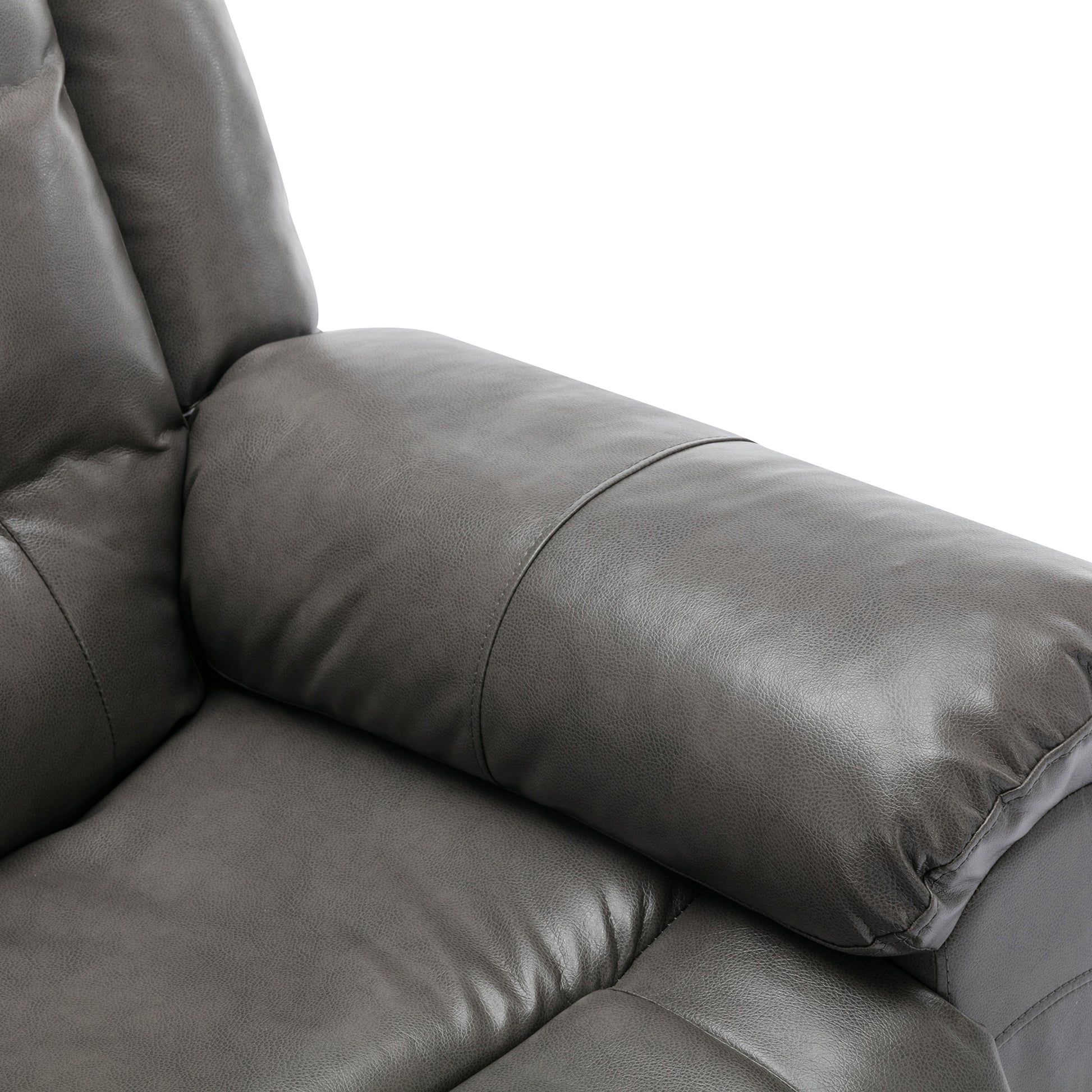 3 Seater Home Theater Recliner Manual Recliner Chair With Two Built In Cup Holders For Living Room,Bedroom, Grey Grey Foam Pu