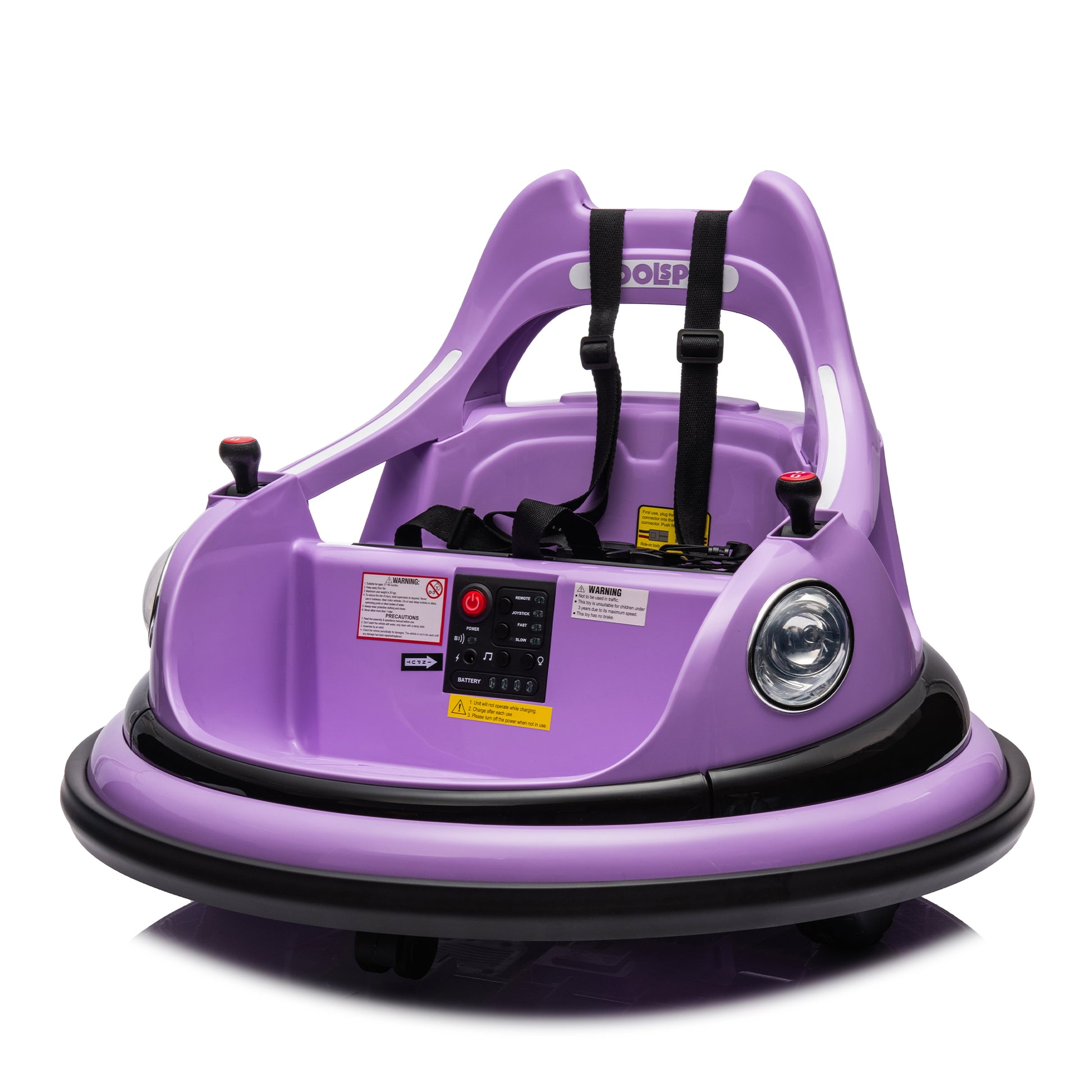 12V Ride On Bumper Car For Kids,Electric Car For Kids,1.5 5 Years Old,W Remote Control, Led Lights, Bluetooth & 360 Degree Spin, Vehicle Body With Anti Collision Paddingfive Point Safety Belt,2Wd Purple Polyethylene