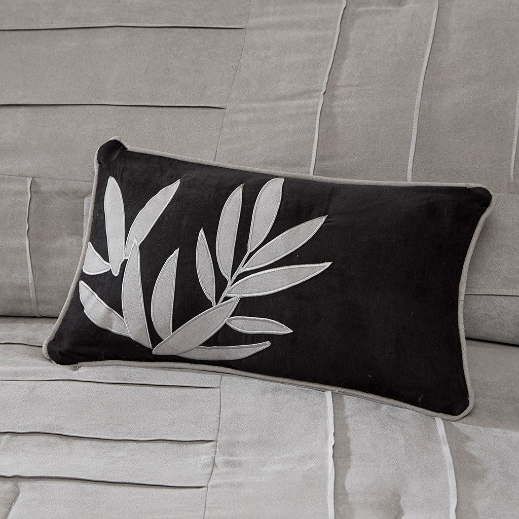 7 Piece Faux Suede Comforter Set Grey Cal King California King Grey Polyester