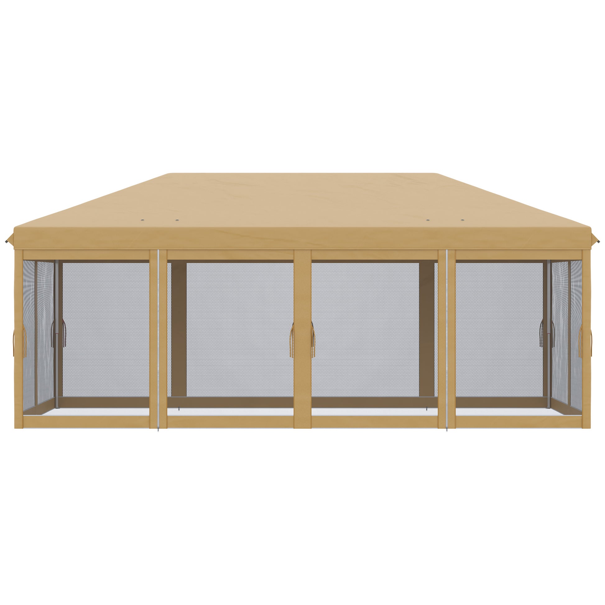 Outsunny 10' X 20' Pop Up Canopy Tent With Netting, Heavy Duty Instant Sun Shelter, Large Tents For Parties With Carry Bag For Outdoor, Garden, Patio, Beige Beige Steel
