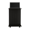 Bombay Mobile Tray Table, Two Side Shelves Black Casters Or Wheels Computer Desk Office Modern Desk Rectangular Melamine Engineered Wood